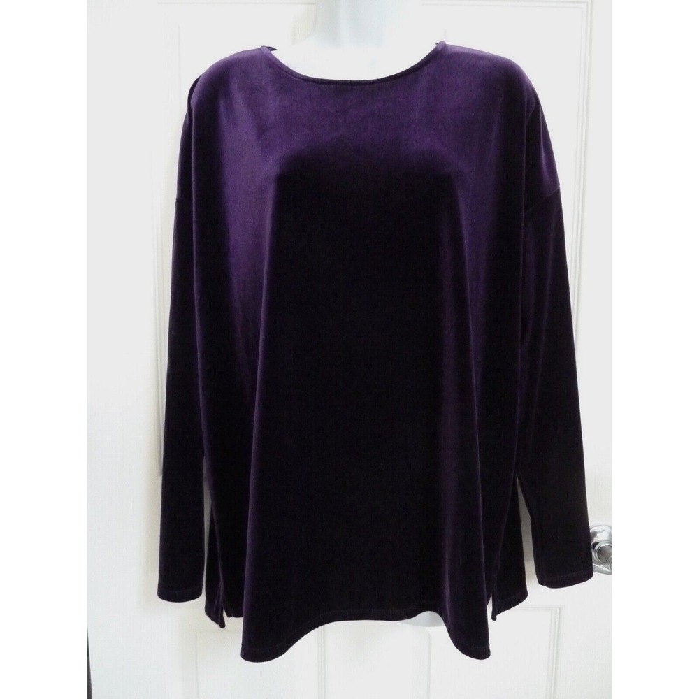 **NEW!! J. JILL Sz L 14/16 Career Office Purple Velour Top Pullover**